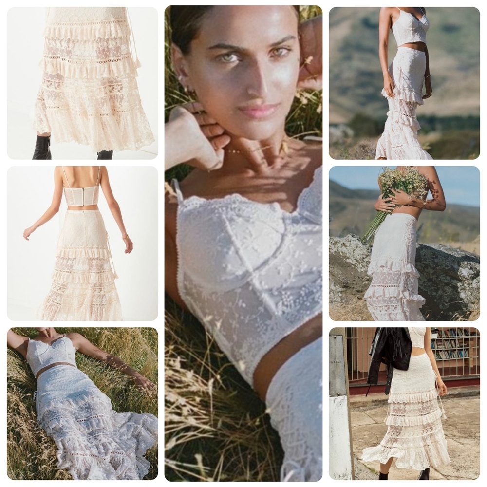 Spell SET Cream Le Guaze Lace 2 pc set skirt&bustier sz (S)both BNWT (more pics)